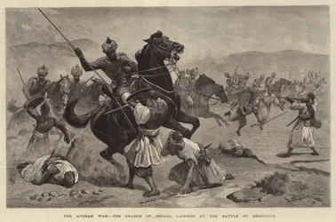 Der Afghanische Krieg, der Angriff der Bengalischen Lanzenreiter in der Schlacht von Dehouruk